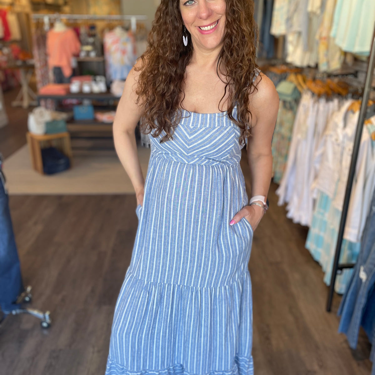 white christmas dresses Ayla Striped Midi Dress – Mainstream Boutique Cranberry